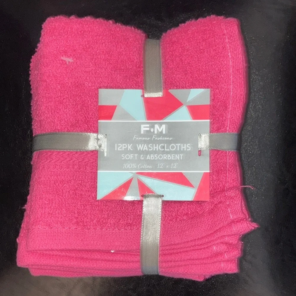 Pink Wash Cloths - 12 Pack